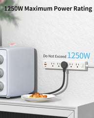 HOPOW ultra-thin extension cord slides under rugs without bulk.