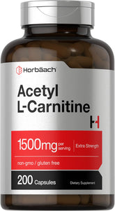 Horbäach Acetyl L-Carnitine 1500mg bottle with capsules for daily energy support