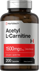 Horbäach Acetyl L-Carnitine 1500mg bottle with capsules for daily energy support