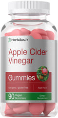 Horbäach Apple Cider Vinegar Gummies bottle closeup, vegan daily supplement for adults.