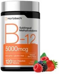 Horbaach B12 berry-flavor tablets for quick sublingual absorption and daily support.