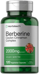Horbäach Berberine Cinnamon bottle on shelf showing vegetarian capsules for daily use.
