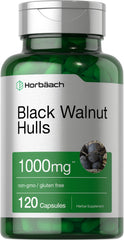 Horbaach Black Walnut Hulls capsules close-up, convenient daily supplement.
