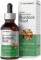 Horbäach Burdock Root Tincture bottle front shows antioxidant-rich herbal tincture.