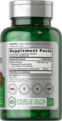 Horbaach Ceylon Cinnamon Capsules bottle back label shows ingredients and allergen-free claim.