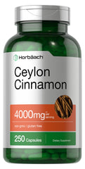 Horbäach Ceylon Cinnamon capsules bottle front for daily convenience and non-GMO quality