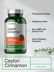 Horbäach Ceylon Cinnamon capsules origin close-up emphasizing true cinnamon bark source