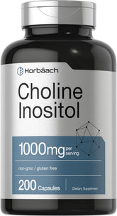 Horbaach Choline Inositol 1000mg bottle supports daily wellness routines
