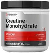 Horbäach Creatine Monohydrate powder bottle front view for high-intensity workouts.