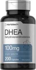 Horbäach DHEA 100mg bottle label with dosage for daily support