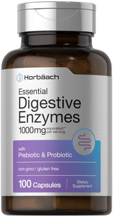 Horbäach Essential Digestive Enzymes bottle front view showing packaging and form factor