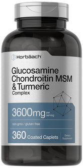 Horbaach Glucosamine Chondroitin MSM with Turmeric bottle front for daily use