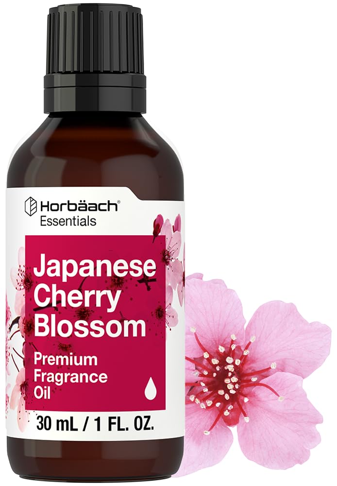 Horbaach Japanese Cherry Blossom fragrance oil in amber bottle for diffusers and room scent.
