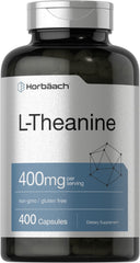 Horbäach L-Theanine 400mg bottle front view for daily calm focus