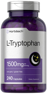 Horbäach L-Tryptophan 1500mg capsules bottle for daily routine support.
