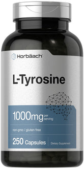 Horbäach L-Tyrosine bottle with 1000mg capsules for daily use