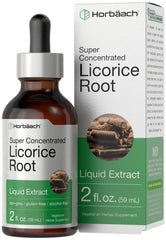 Horbäach Licorice Root Extract bottle shows alcohol-free tincture for daily wellness routines
