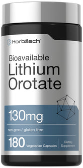 Horbäach Lithium Orotate 130 mg bottle for easy daily dosing
