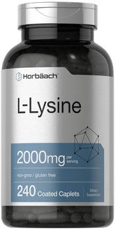 Horbäach L-Lysine 2000mg bottle for daily protein support.