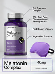 Horbäach Melatonin 40mg Complex gluten-free and non-GMO packaging badge