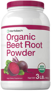 Horbäach Organic Beet Root Powder bottle for vegan daily supplementation.