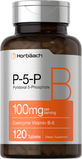 Horbäach P5P bottle front view, vegetarian vitamin B6 supplement in daily routine.