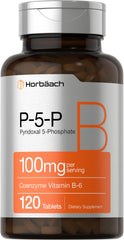 Horbäach P5P bottle front view, vegetarian vitamin B6 supplement in daily routine.