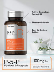 Horbäach P5P label close-up, shows non-GMO and gluten-free attributes.