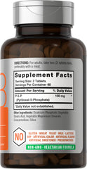 Horbäach P5P tablets close-up, 100 mg dosage for easy two-tablet daily intake.
