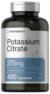 Horbäach Potassium Citrate 275 mg bottle supports daily wellness routines.