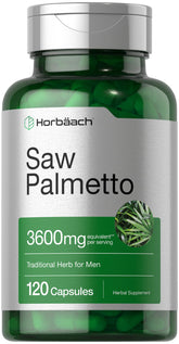 Horbäach Saw Palmetto bottle pour for easy daily dosing