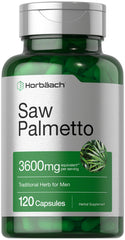 Horbäach Saw Palmetto bottle pour for easy daily dosing