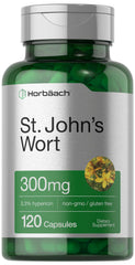 Horbäach St John's Wort capsules bottle with 300 mg strength for daily wellness.