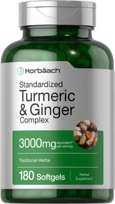 Horbäach Turmeric Ginger Softgels bottle view for easy daily support.