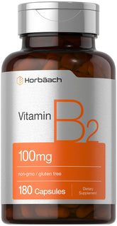 Horbäach Vitamin B2 bottle with high-potency riboflavin capsules for daily use