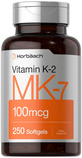 Horbäach Vitamin K2 MK7 100mcg softgel bottle for easy daily use