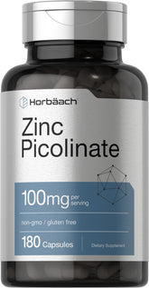 Horbäach Zinc Picolinate 100mg bottle for daily zinc support.
