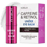 HORLLM eye cream balm caffeine application glide showing de-puffing potential