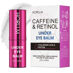 HORLLM eye cream balm caffeine application glide showing de-puffing potential