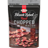 Hormel Black Label chopped bacon crumbs in a resealable pouch for easy snacking.