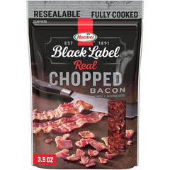 Hormel Black Label fully cooked bacon bits add flavor to eggs.