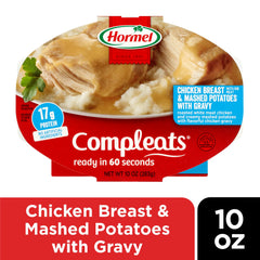 Hormel Compleats microwave-ready label; 60-second heat time for fast meals.