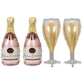 HORUIUS champagne bottle balloon in rose gold for elegant wedding decor.