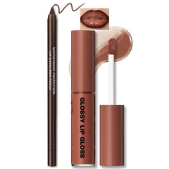 HOSAILY nourishing lip gloss and brown liner set packaging for gradient lips