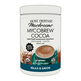 Host Defense MycoBrew Cocoa powder pack shows rich chocolate flavor for daily use.
