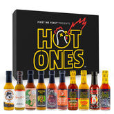 HOT ONES Season 29 variety-pack bottle display showcasing diverse flavors and natural ingredients