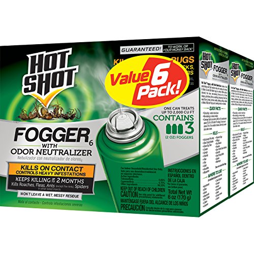 HOT SHOT Fogger in a can releases a fine mist to reach hidden pests effectively.