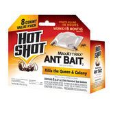 Hot Shot MaxAttrax ant bait station close-up showing compact design for easy indoor use.