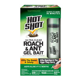 Hot Shot Ultra Clear Gel Bait packaging shown for indoor use.
