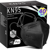 Hotodeal KN95 mask black front view; comfortable adult fit for daily wear.